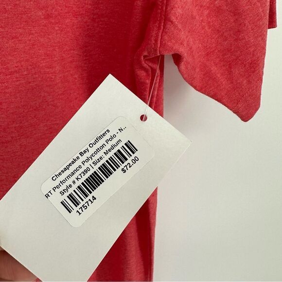 Rising Tide Performance Polycotton Polo Shirt in Nantucket Red Men's Medium NEW - Picture 4 of 4